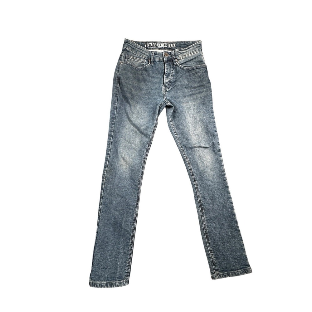 Vintage Genes Jeans Womens 28x30 Slim Fit Stretch Blue Denim Mid Rise 5 Pocket